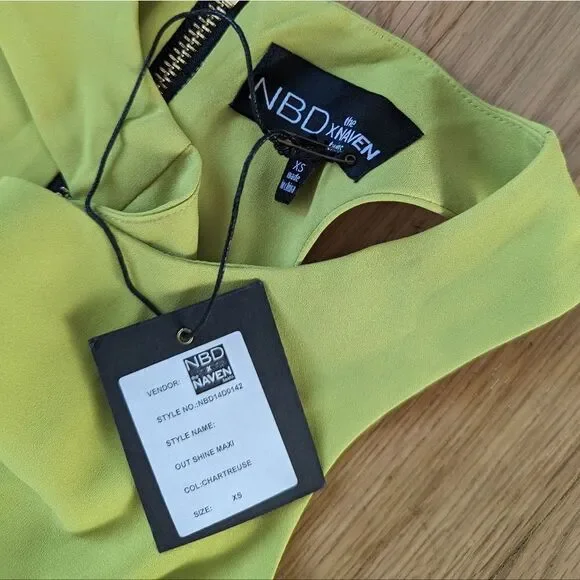 NWT NBD X Naven Twins Out Shine Maxi Dress in Chartruesse - Picture 4 of 5